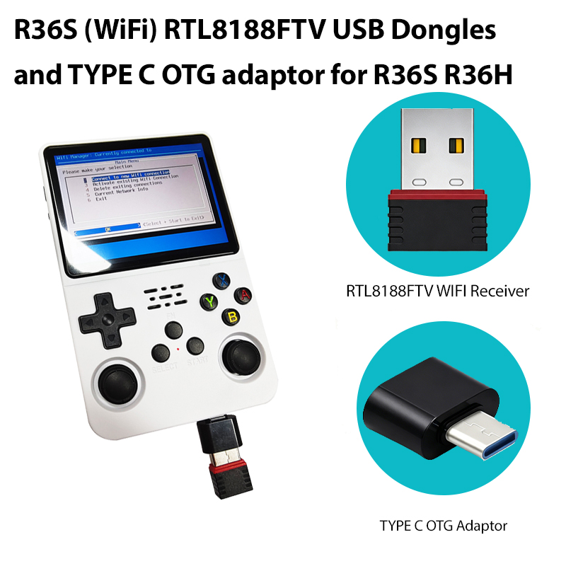 Gaming Console R36H - 2026 R36S (WiFi) Dongle USB RTL8188FTV