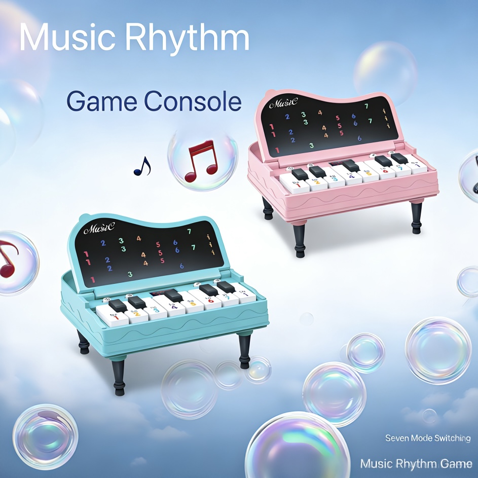 Gaming Console With Keyboard - Przenośne mini pianino biurkowe z oświetleniem,