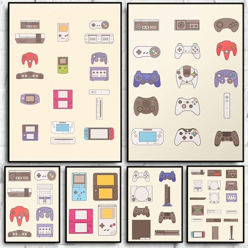 Gaming Console Video Game - Plakat Ewolucja Konsol i Przenośnych Konsol